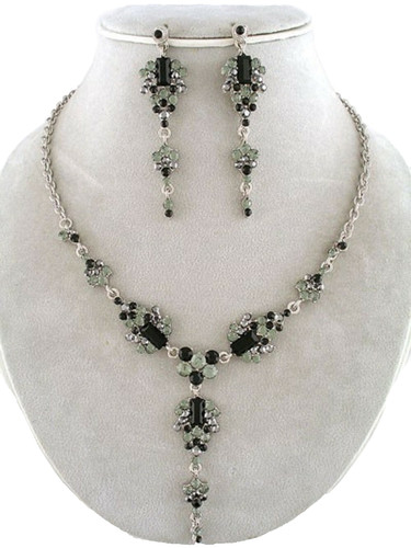 Crystal flower cluster lariat - crystal,