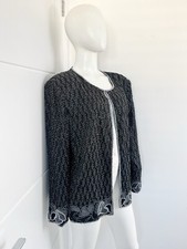 Silk Sequin Beaded Embellished Longline Jacket Top Evening Occasion Party Wear