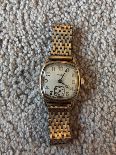 Rare vintage gold plated gruen - vintage,