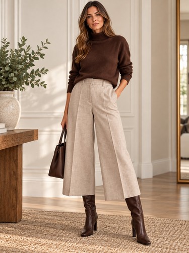 Casasola cropped wide leg wool - cropped,