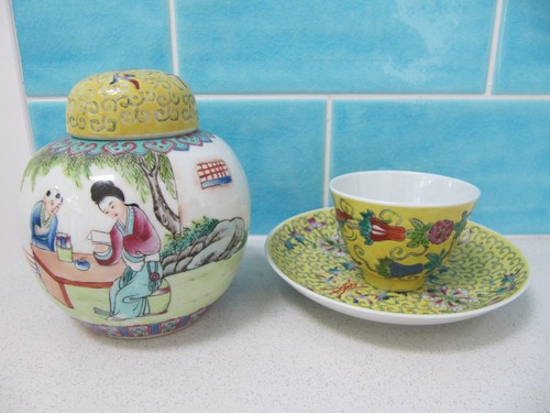 Vintage mun shou yellow - vintage, bowl