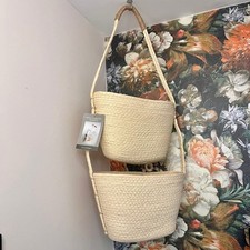 Double Hanging Baskets Wicker