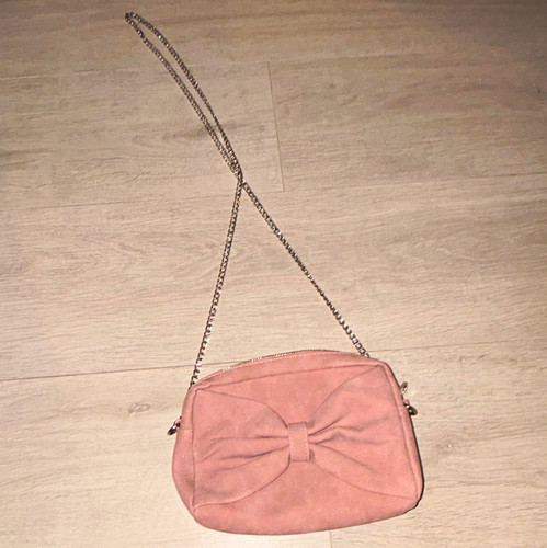 Pink faux suede bow - faux,