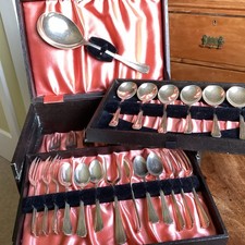 Vintage Cake Dessert Spoons Pastry Forks Set Silver Plate Lovely Box