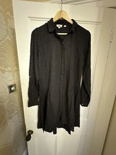 New Fat Face Black Shirt Dress Star Print Tab sleeves 8 12 14 18