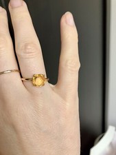 BN Solid 14k gold & yellow citrine minimalist stacking ring, November birthstone