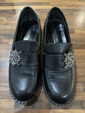 Marco Moreo black loafers with small heel & brooch detail. RRP £180!! Size 37.5