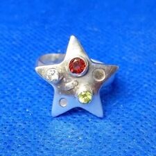 Handcrafted Sterling Silver & Gemset Star Ring 925 Size Q