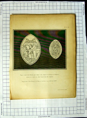Old antique print seal college - old,