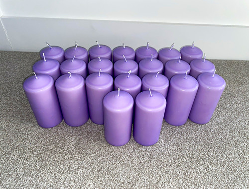 Purple wax pillar candles - 23,