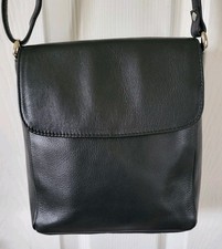JOBIS Small  Black Genuine Leather Shoulder Crossbody Bag Handbag 