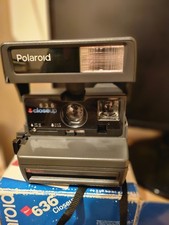 Vintage 90s Polaroid 636 Close Up Instant Camera w/ Neck Strap & Built in Flash