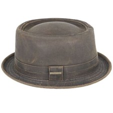Vintage Cotton Pork Pie Hat- Men Wide Brim Porkpie Hat Water-Resistant Handmade