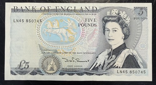 Old five pound note - five,