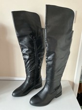 New Ladies Black Over The Knee Curvy Calf Boots Size 5 Ex Wide Fit JD Williams