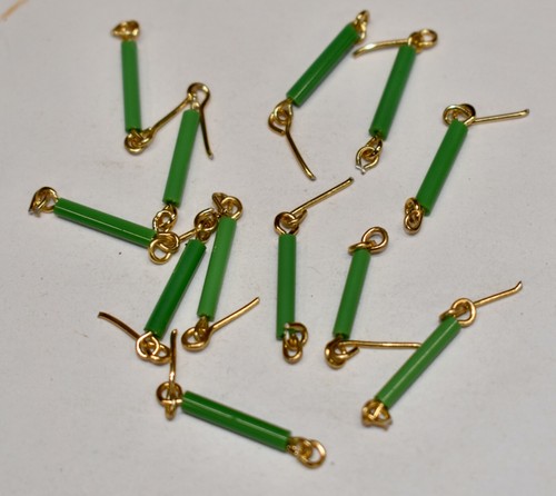 Vintage jade color glass bugle - glass,