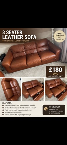 Settee sofa brown leather - settee/sofa,