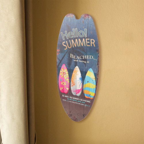 Wooden surfboard sign beach - sign,