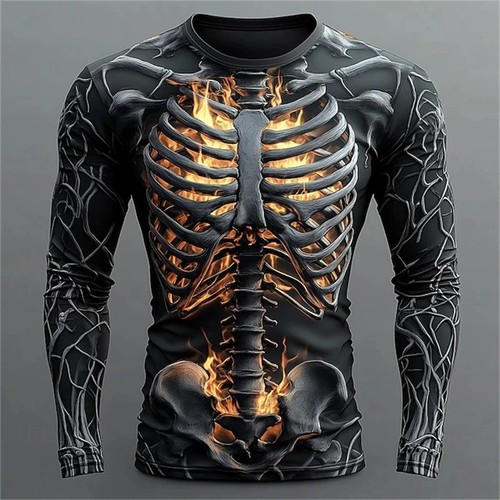 Flame skull long sleeve - 3d,