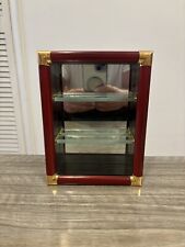 Vintage Wood Effect & Glass 3 Tier Small Curio Cabinet Showcase Wall Display