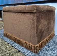 Vintage Velvet Pouffe Storage Box Stool Footstool Rest Ottoman Upcycle Prop