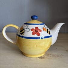 Vintage  Teapot Yellow, Blue &