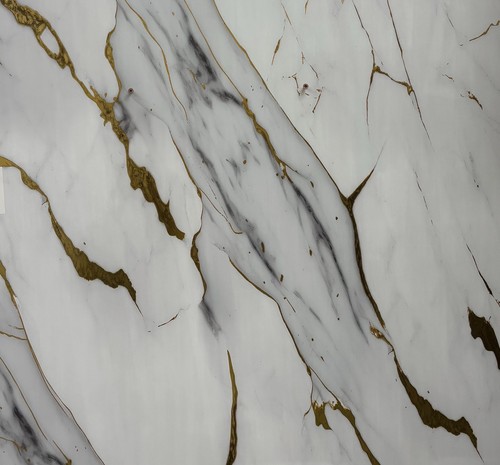 White gold marble gloss - gold, pvc