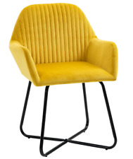 HOMCOM Modern Arm Chair Upholstered Accent Chair Metal Base Living Room Yellow