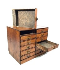 Antique Wooden Pine Tabletop Large Filing Drawer Stationary Paper Cabinet c1930