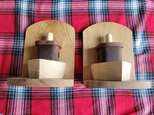 HARDWOOD PAIR OF HAND MADE RECLAIMED  WOODEN NAUTICAL BOOK ENDS