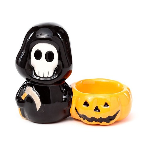 Ceramic skull boy tea light - ceramic,
