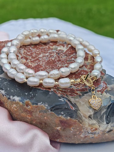 Elegant real pearl - pearl, gold-tone