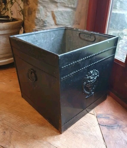 Antique vintage metal coal - , bin