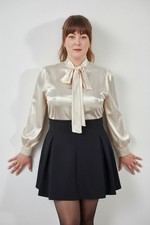 Apricot glossy satin button