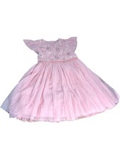 TED BAKER Embroidered Pink Dress 10Y Girls' Short Sleeve Mesh Party