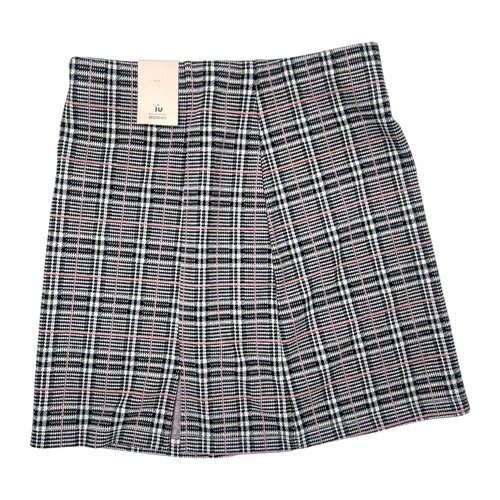 Tartan line skirt black pink - a-line,