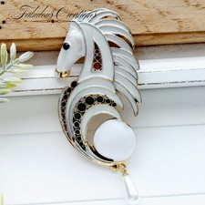 Statement White Horse Brooch