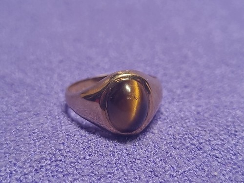 Vintage 9ct gold tiger eye - vintage,