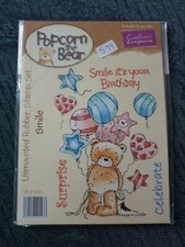 Popcorn The Bear 'Smile' Unmounted Rubber Stamp 