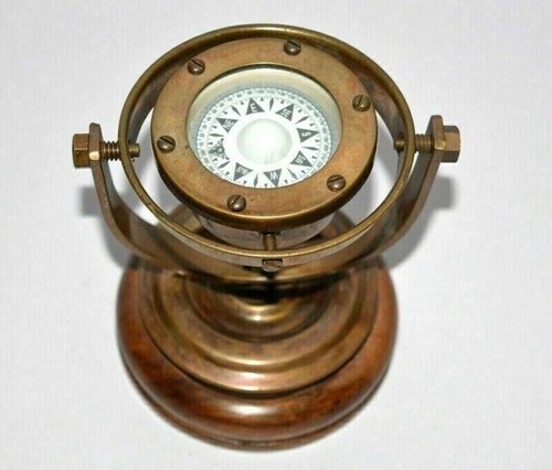 Brass gimbal compass antique - compass,
