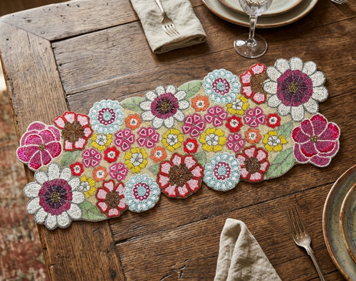 Multicolor beaded table - multicolor, runner