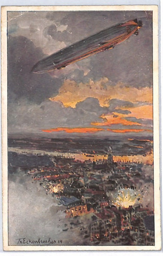Zeppelin ww1 propaganda card - zeppelin,
