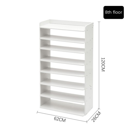 8tier white wooden shoe rack - 5-8tier,