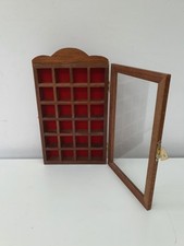 Vintage Curio Thimble Cabinet Wooden Showcase Display Glass Front 25cm x 15cm