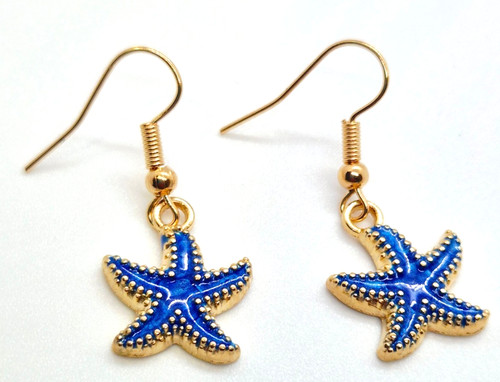 Blue enamel starfish gold - blue,