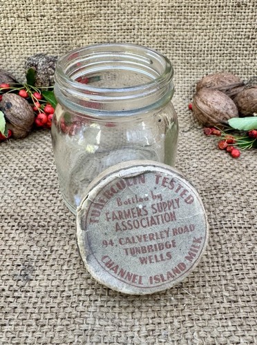 Old vintage milk jar with - vintage,