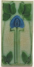 Art Nouveau 3x6 Tile Majolica Floral Design Pilkington C1904 AE1