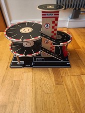 Hape Wooden Park and Go Garage Set Sustainable Toy Car for Kids, 3-Year-Old