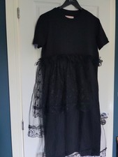 HM Simone Rocha x H&M Tulle Lace Detail T shirt Dress Black Small