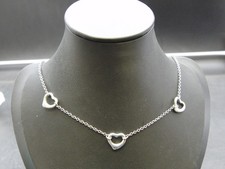 Tiffany & Co. Elsa Peretti Triple Open Heart Necklace Sterling Silver 925